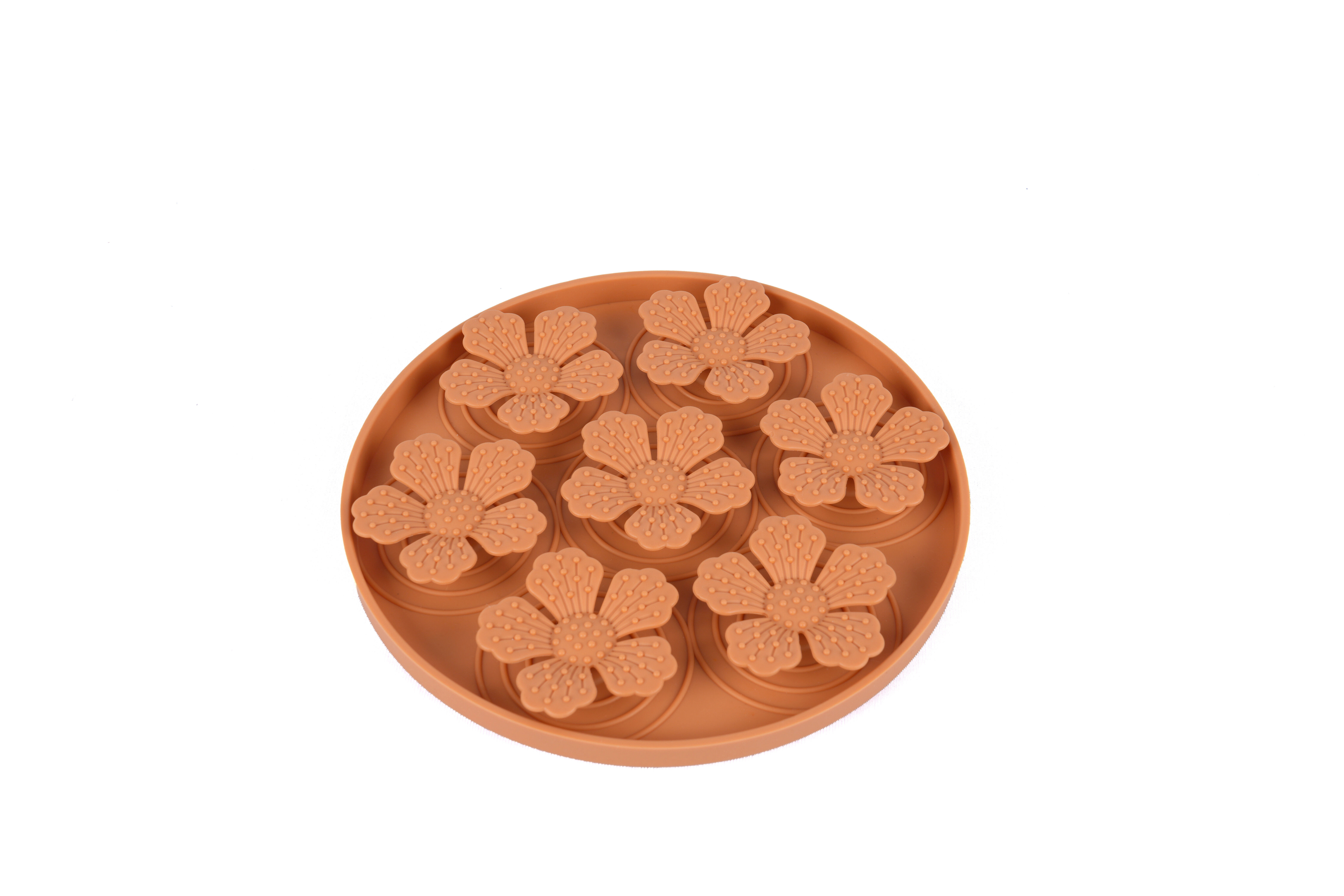Leeby - Tapis &agrave; L&eacute;cher Fleurs pour Chiens - Orange Image num&eacute;ro 7
