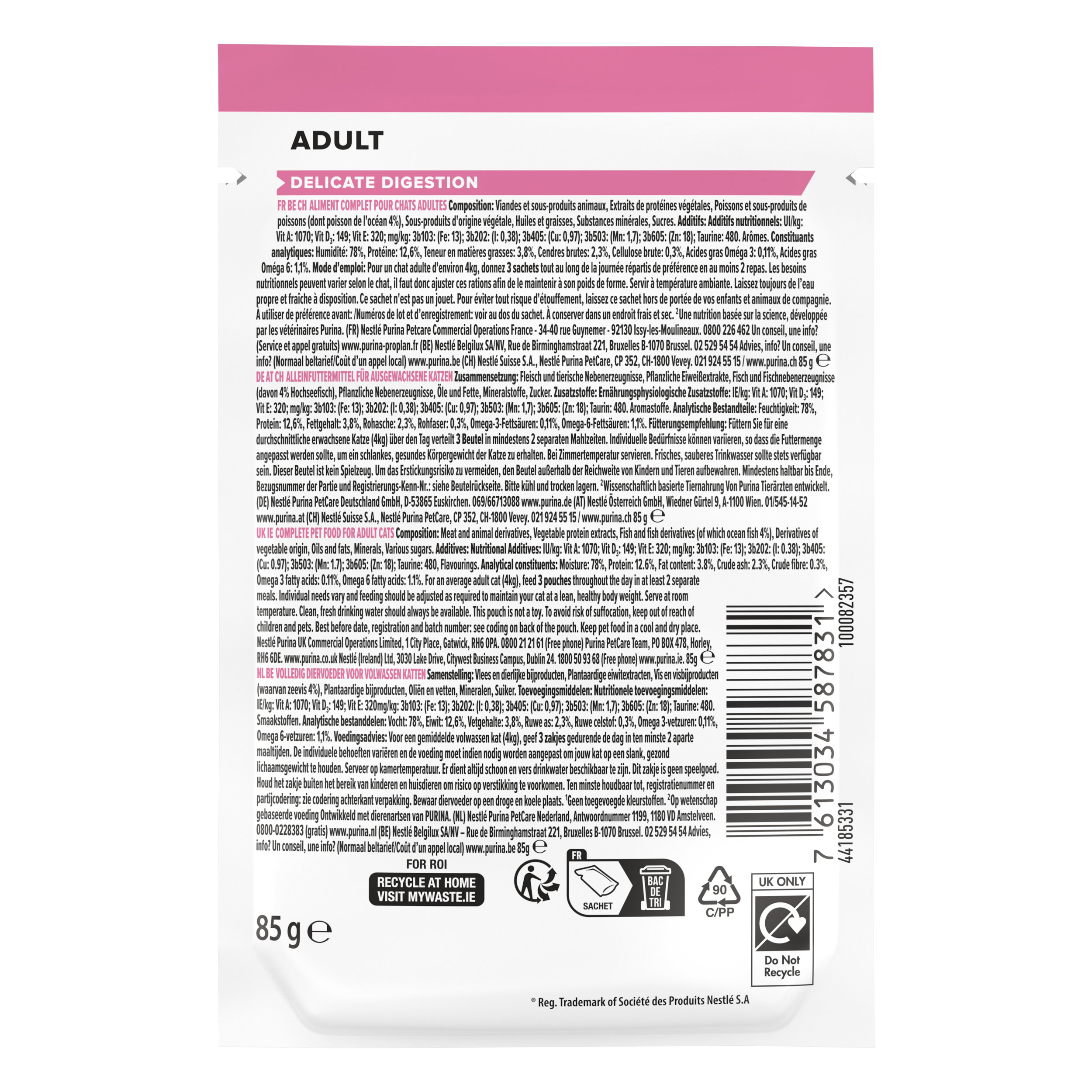 Pro Plan - Pochon Adult Delicate Digestion Poisson Oc&eacute;an en Sauce pour chats adultes - 85g Image num&eacute;ro 2