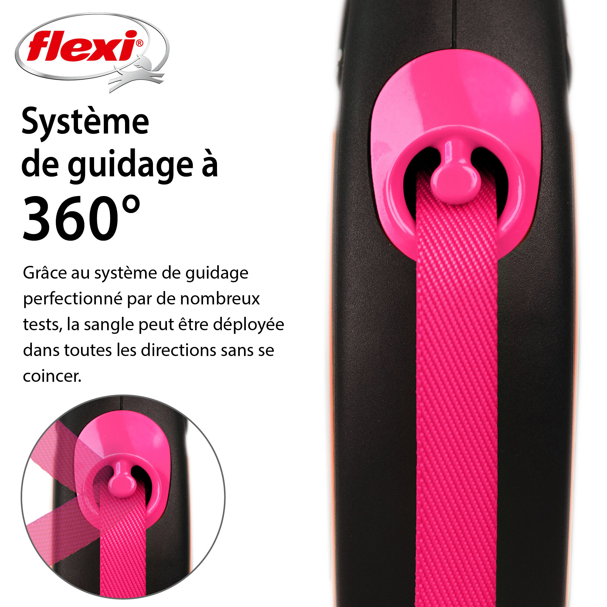 Flexi - Laisse Enrouleur Neon Sangle Rose - M/5m Image num&eacute;ro 2