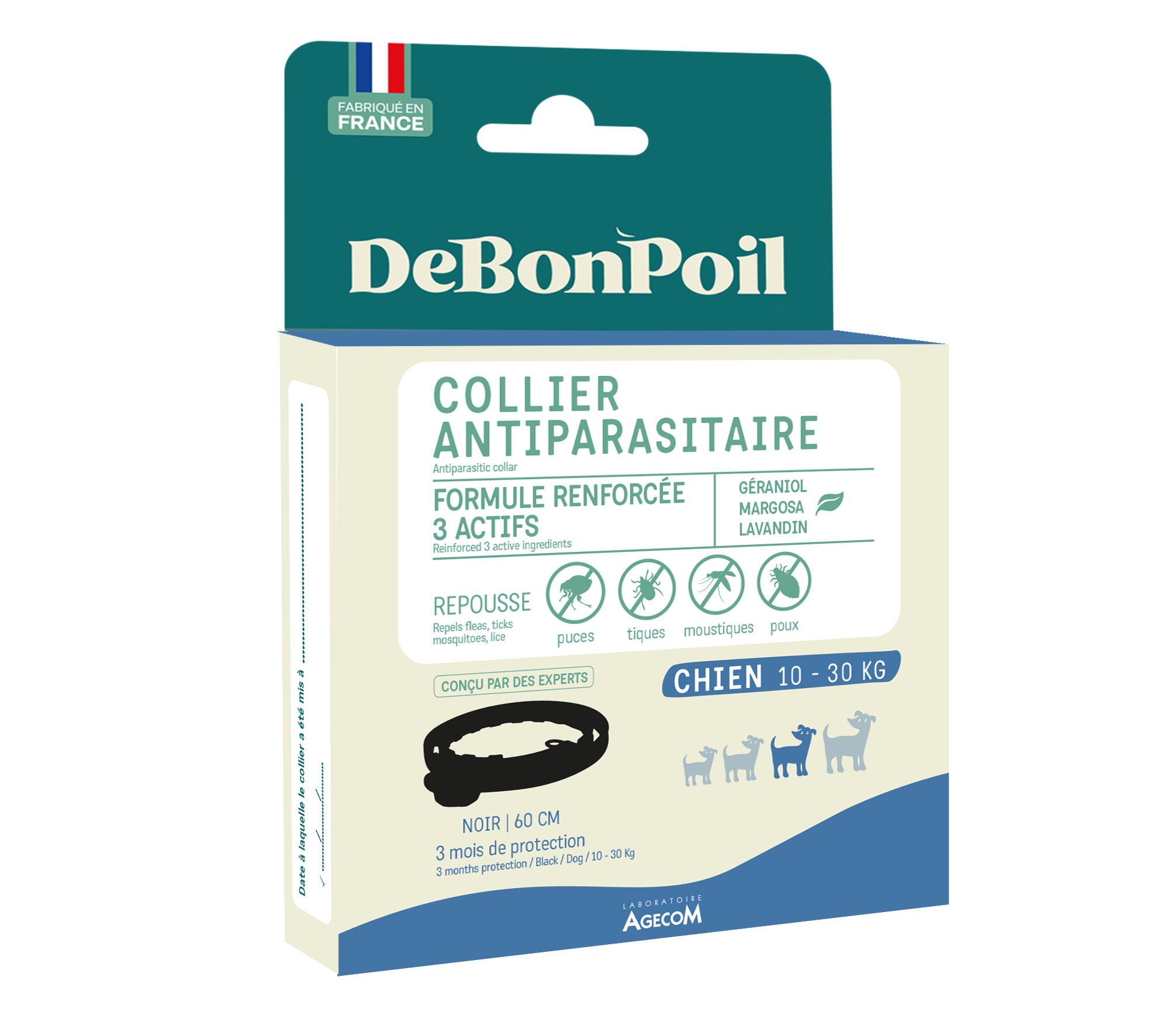 DeBonPoil - Collier Antiparasitaire pour Moyen Chien - Noir Image num&eacute;ro 1