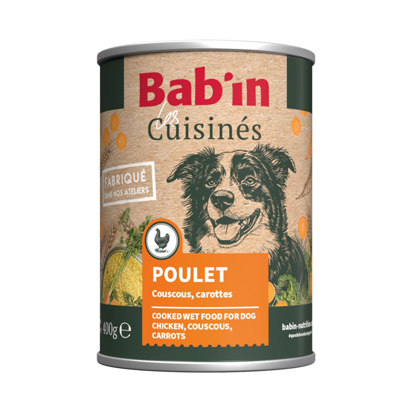 Bab'in - P&acirc;t&eacute;e Les Cuisin&eacute;s Poulet Couscous Carotte pour Chiens Adultes - 400g Image num&eacute;ro 1