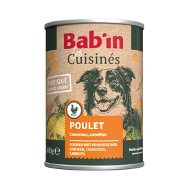 Bab'in - P&acirc;t&eacute;e Les Cuisin&eacute;s Poulet Couscous Carotte pour Chiens Adultes - 400g