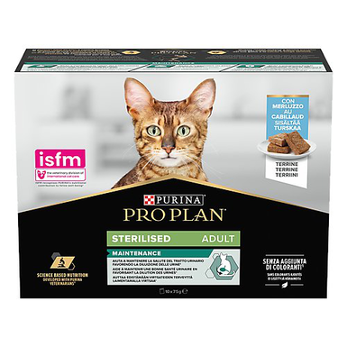 Pro Plan - Pâtée Repas au Cabillaud pour Chats Adultes Stérilisés - 10x75g