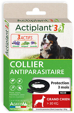 ActiPlant'3 - Collier Antiparasitaire pour Grand Chien - Noir