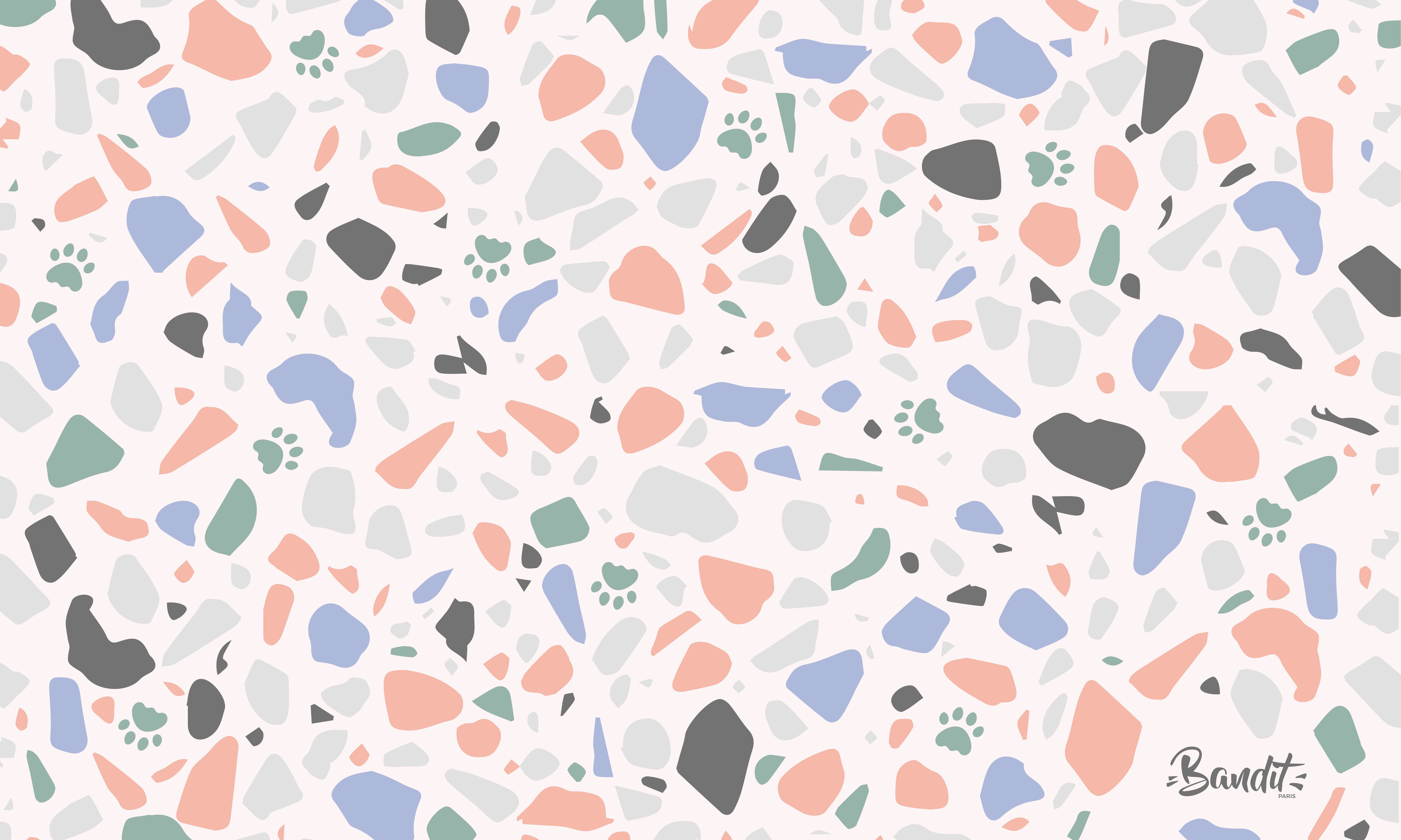 French Bandit - Tapis de Gamelle Terrazzo pour Chiens - 55x35cm Image num&eacute;ro 1