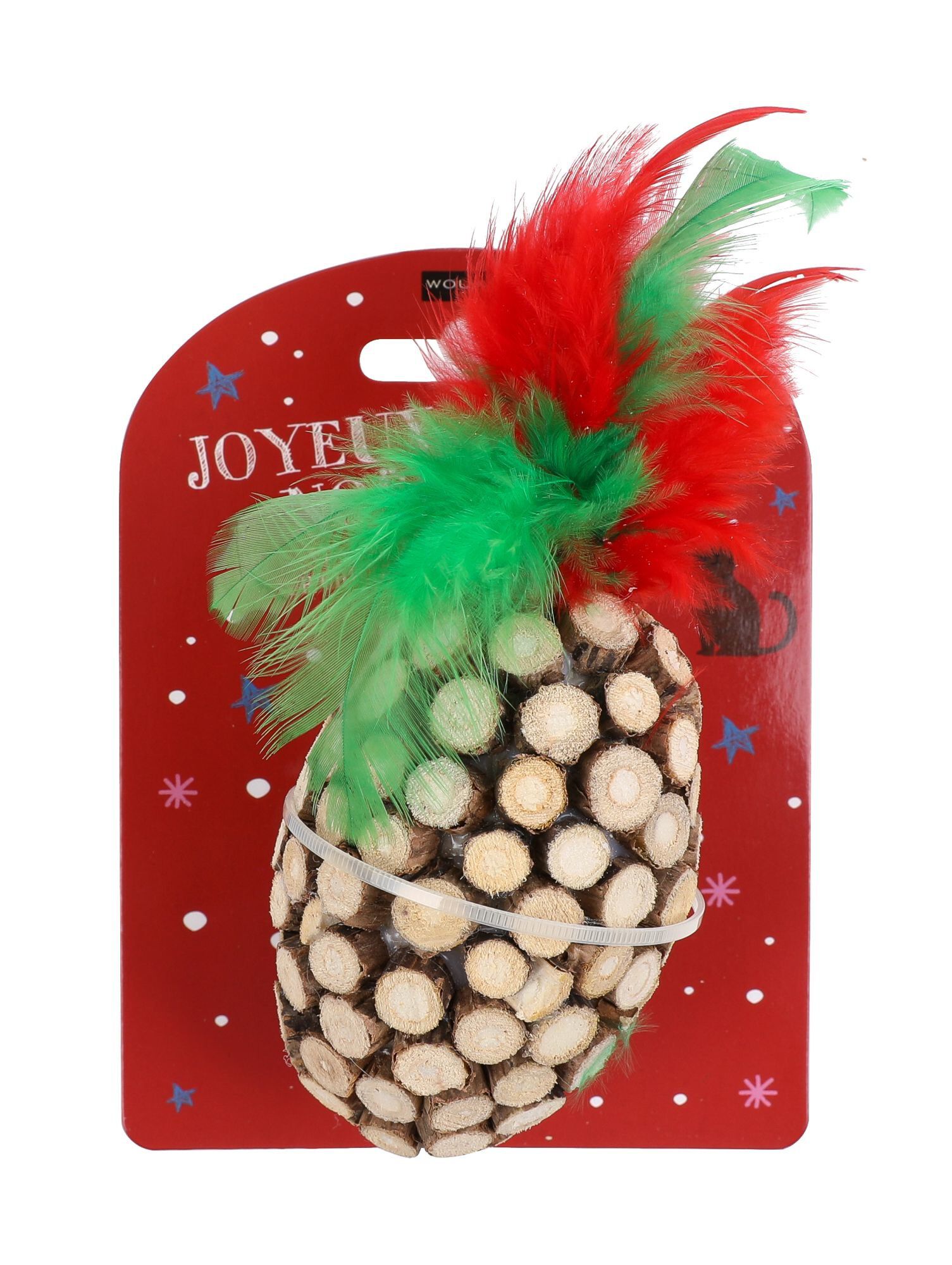 Wouapy - Jouet Ovale en Bois avec Plumes pour Chat - 7,7cm Image num&eacute;ro 2