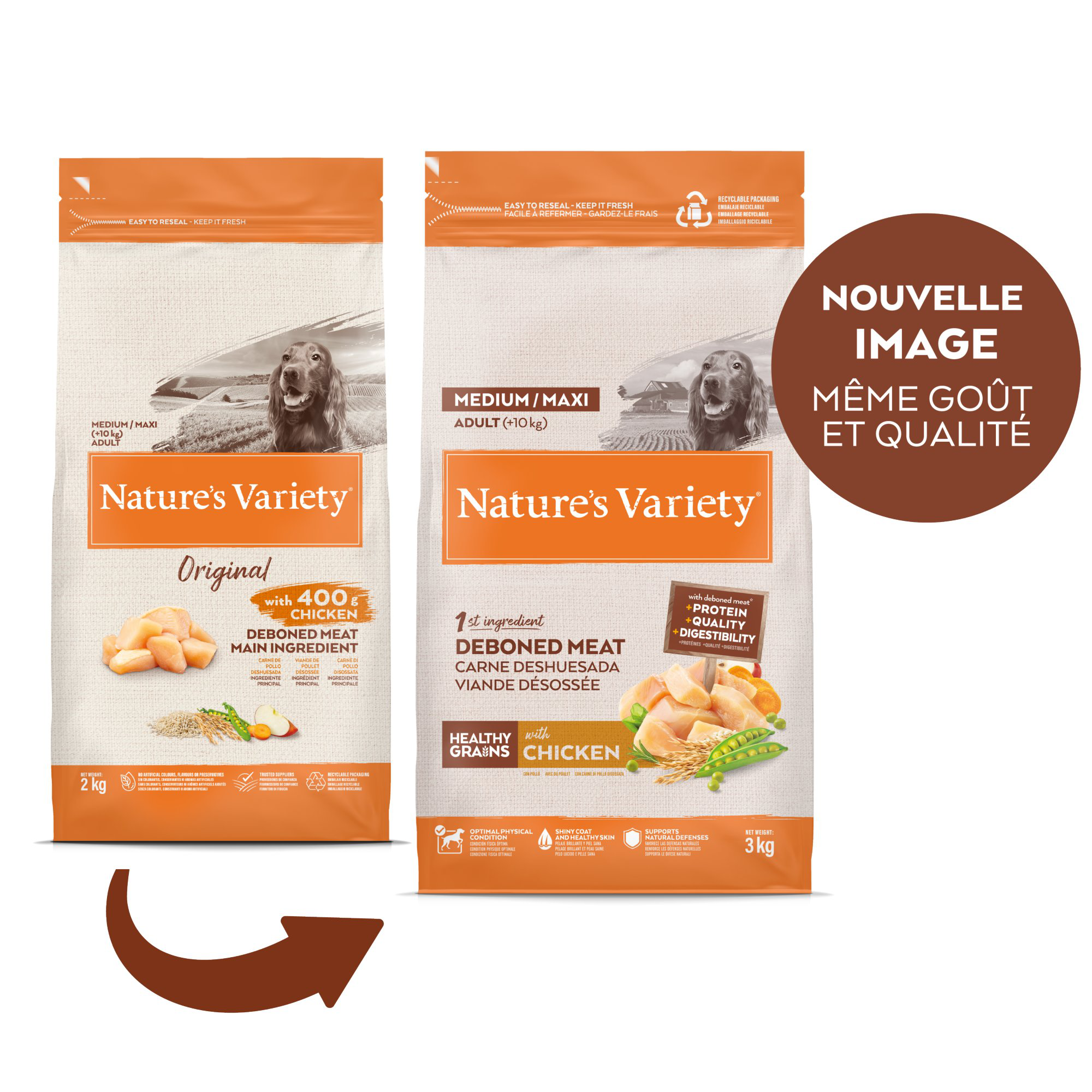 Nature's Variety - Croquettes Healthy Grains Adulte Au Poulet Pour Chiens - 3kg Image num&eacute;ro 1