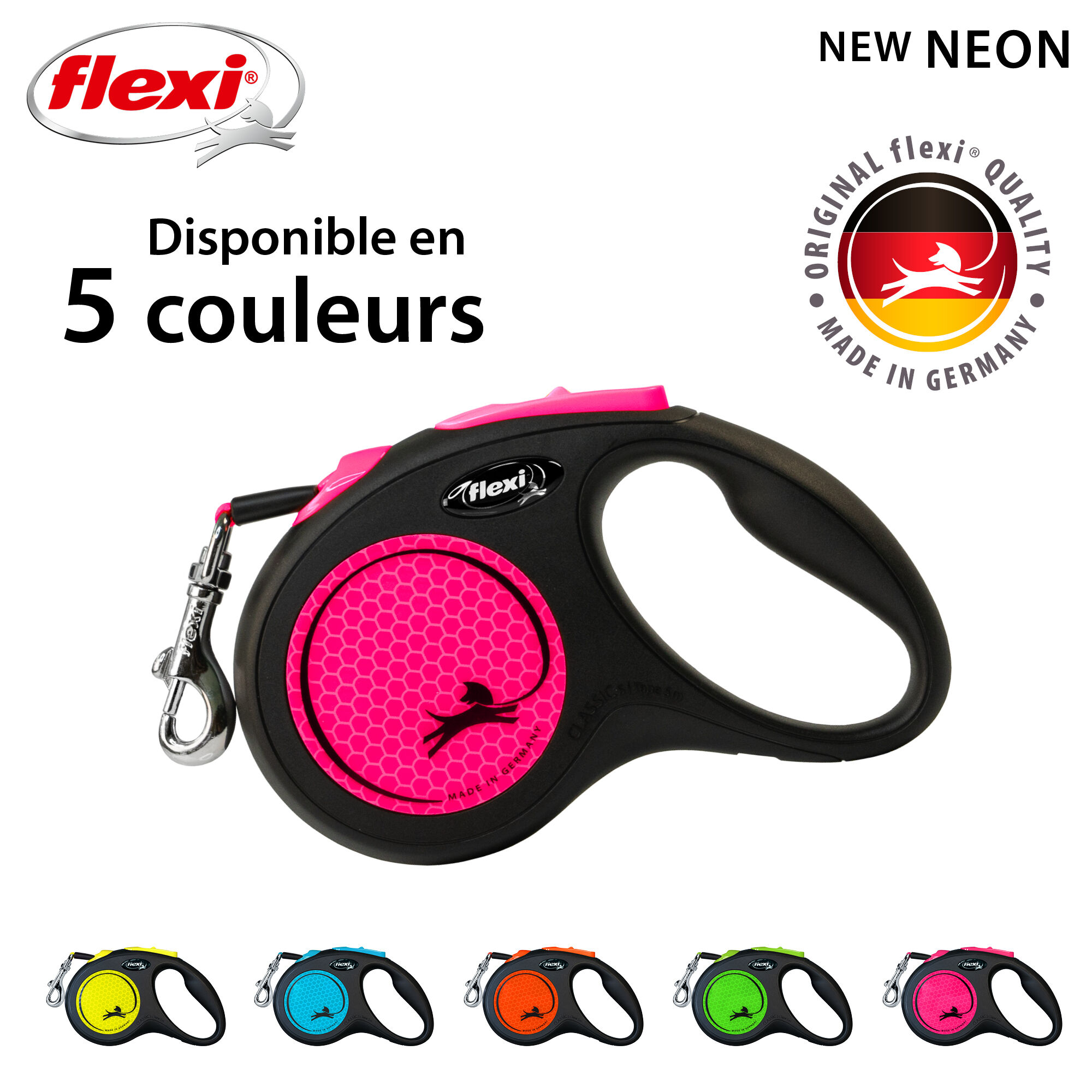 Flexi - Laisse Enrouleur Neon Sangle Rose - S/5m Image num&eacute;ro 8