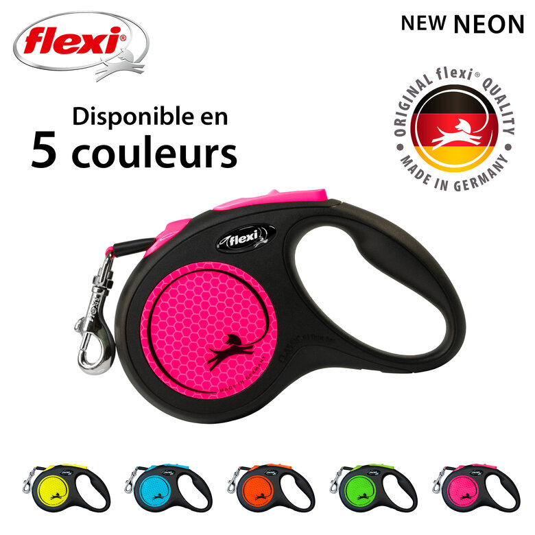 Flexi - Laisse Enrouleur Neon Sangle Rose - S/5m Image numéro 8 Flexi - Laisse Enrouleur Neon Sangle Rose - S/5m Image numéro 8