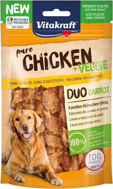 Vitakraft - Friandises Pure Chicken + Veggie Carottes et Poulet pour Chiens - 80g Image numéro 1 Vitakraft - Friandises Pure Chicken + Veggie Carottes et Poulet pour Chiens - 80g Image numéro 1