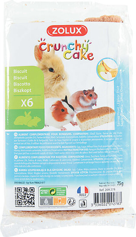 Zolux - Biscuits Crunchy Cake à la Banane et Pomme pour Rongeurs - x6 image number null