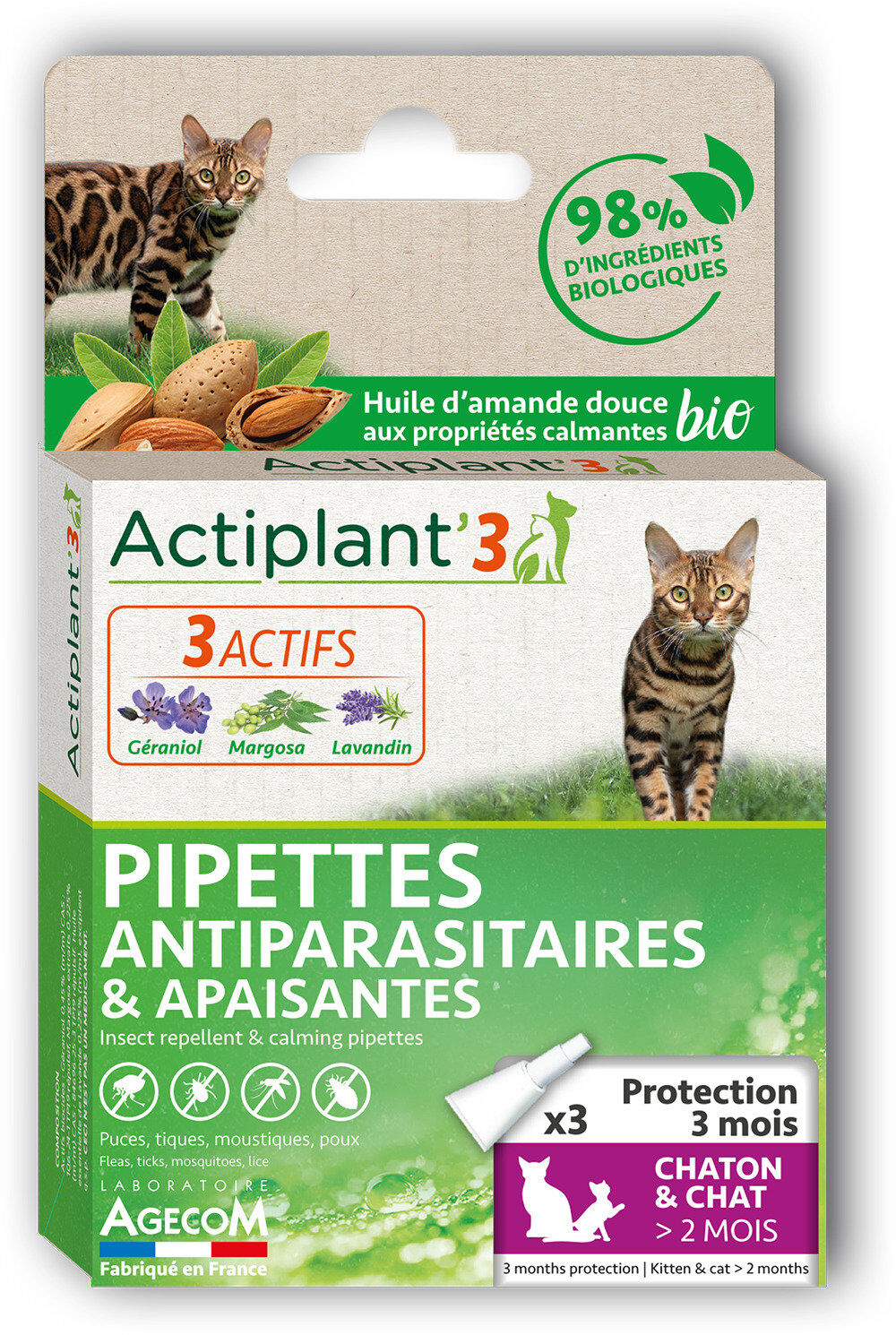 DeBonPoil - Pipettes Antiparasitaires et Apaisantes pour Chat et Chaton - x3 Image num&eacute;ro 1