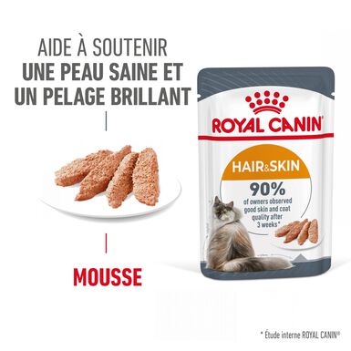 ROYAL CANIN - PÂTEE HAIR & SKIN EN MOUSSE CHAT ADULTE PEAU ET PELAGE - 12x85g