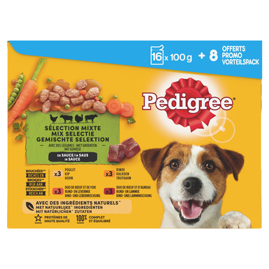 Pedigree - Sachets Fraîcheur en Sauce pour Chien - 24x100 GR (16+8 Offerts)