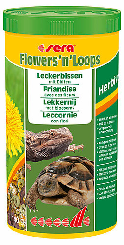 Sera - Friandises Flowers'n'Loops à base de Fleurs Sèches pour Reptiles Herbivores - 1L image number null