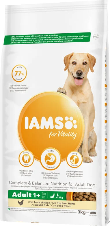 Iams -  Croquettes for Vitality Chien Adulte Grande Race Au poulet frais - 3kg Image numéro 1 Iams -  Croquettes for Vitality Chien Adulte Grande Race Au poulet frais - 3kg Image numéro 1