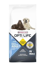 Opti Life - Croquettes Adult Maxi/Medium Sterilised Light au Poulet pour Chiens - 12,5Kg