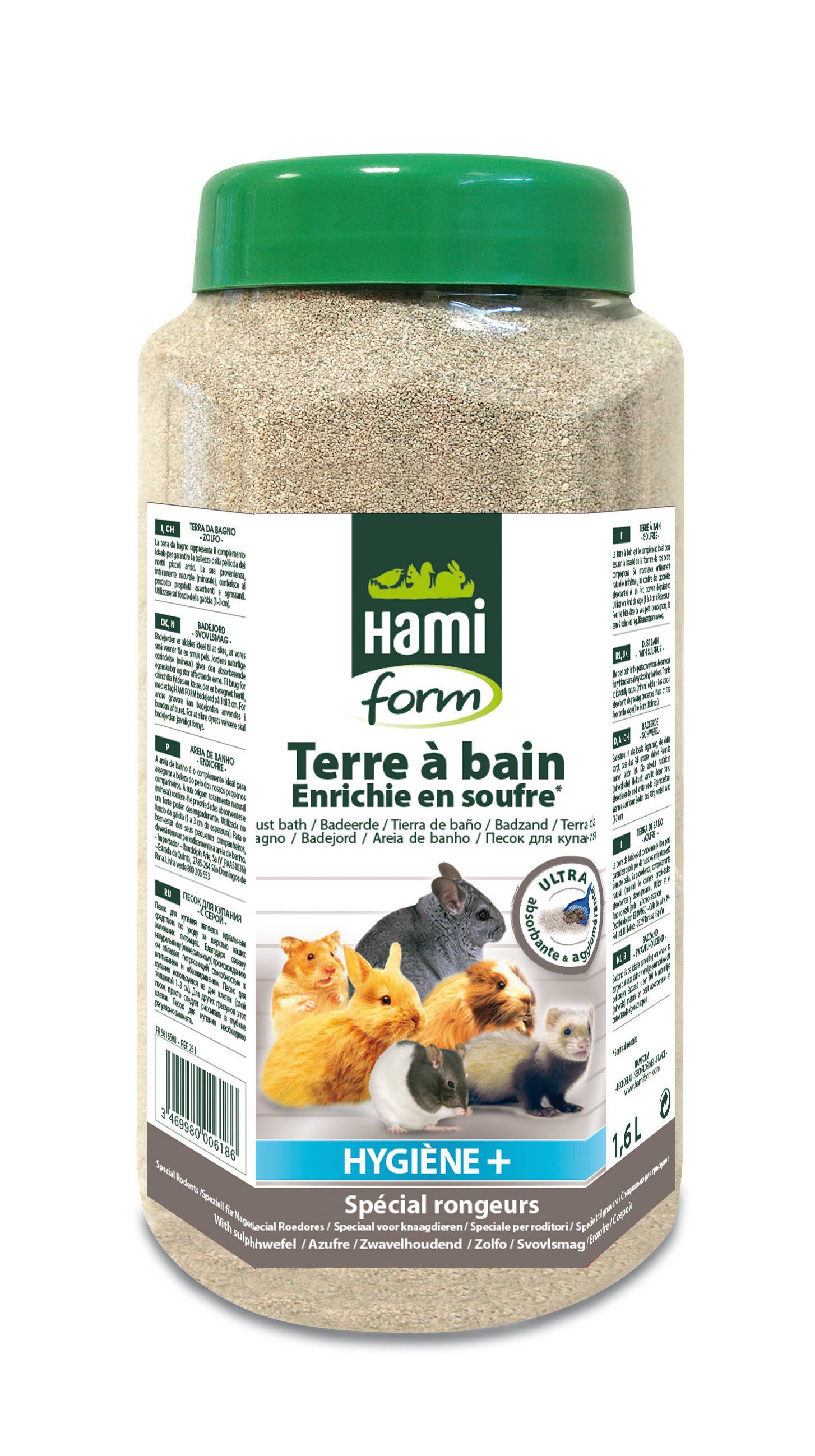 Hamiform - Terre &agrave; Bain Enrichie en Soufre pour Rongeur - 1,6L Image num&eacute;ro 1