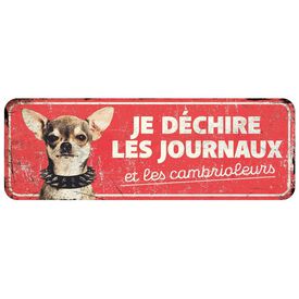 D&D - Panneau d'avertissement chihuahua - 40 x 13 x 03 cm rouge