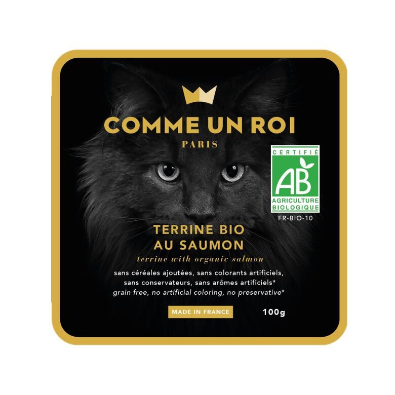 Comme Un Roi - Terrine Bio au Saumon pour Chat - 100g Image numéro 1 Comme Un Roi - Terrine Bio au Saumon pour Chat - 100g Image numéro 1
