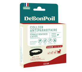 DeBonPoil - Collier Antiparasitaire pour Grand Chien - Noir