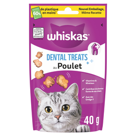 Whiskas - Friandises Dental Treats au Poulet pour Chats - 40g