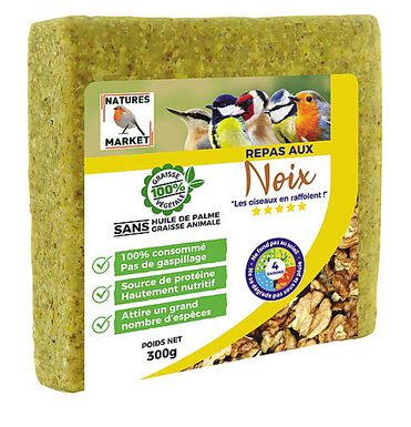 Natures Market - Graisse Végétale aux Noix pour Oiseaux des Jardins - 300g