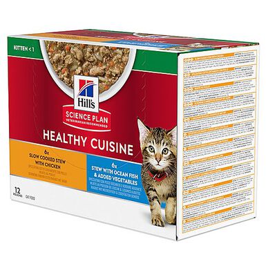 Hill's Science Plan - Sachets Kitten Healthy Cuisine au Poulet et Poisson pour Chaton - 12x80g