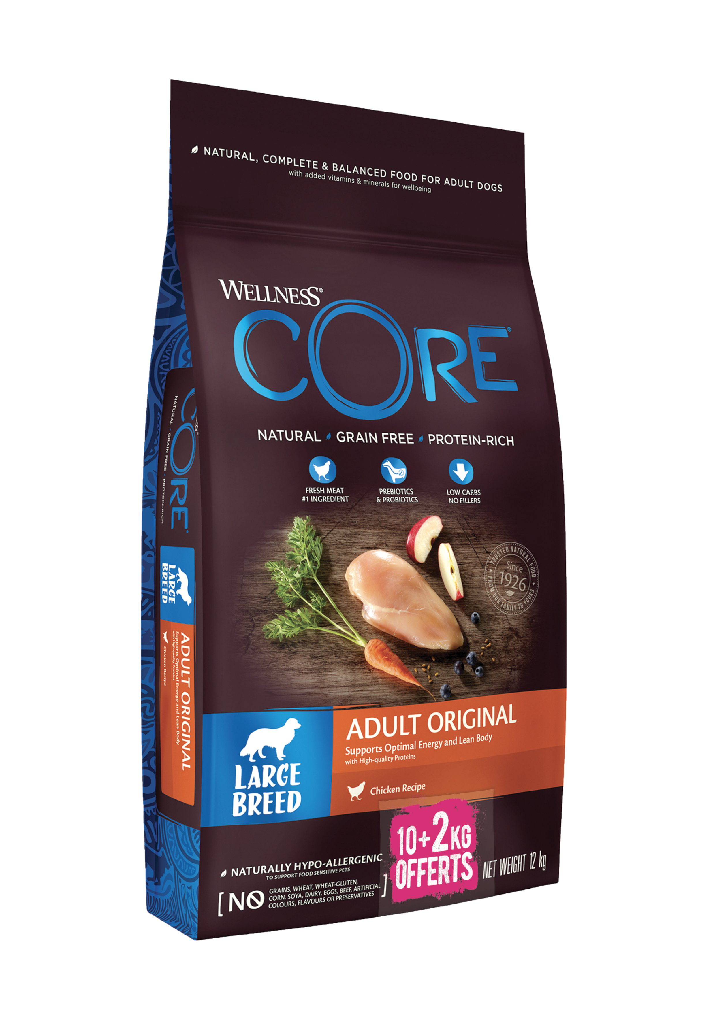 Wellness CORE - Croquettes Original Dinde et Poulet pour Chien Grande Race - 10+2Kg Image num&eacute;ro 1