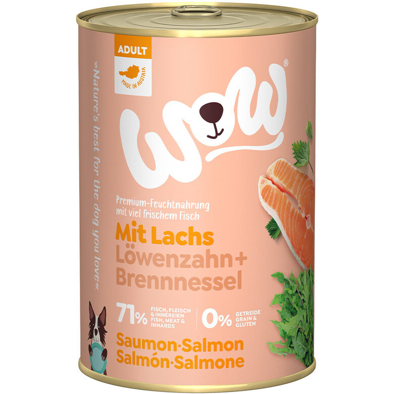 Wow - Repas Complet Naturel au Saumon pour Chiens Adultes - 400g Image numéro 1 Wow - Repas Complet Naturel au Saumon pour Chiens Adultes - 400g Image numéro 1