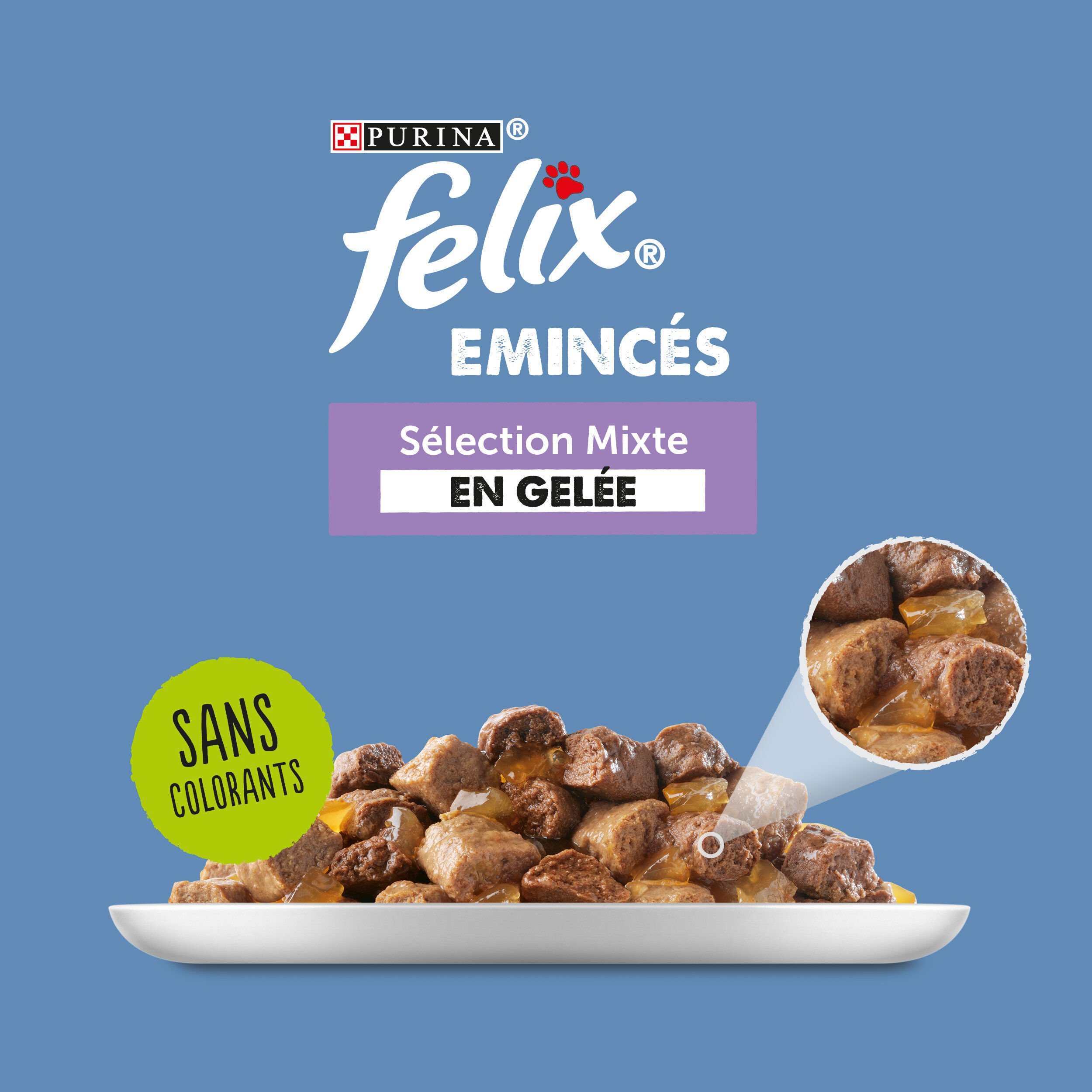 FELIX - Sachets Fra&icirc;cheur Eminc&eacute;s en Gel&eacute;e Selection Mixte pour chats adultes - 12x85g Image num&eacute;ro 6