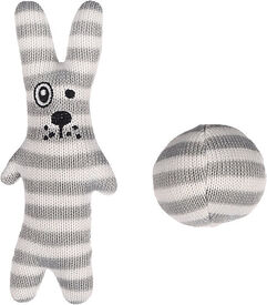 Flamingo - Jouet Faci Lapin + Balle Rayé pour Chats - Gris