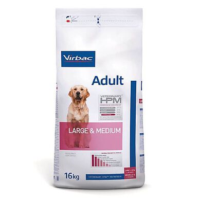 Virbac - Croquettes Veterinary HPM Adult Large & Medium Dog pour Chiens - 16Kg
