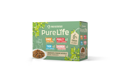 Pro-Nutrition - Multipack Pochons Pure Life Dinde Poulet Thon et Saumon - 12x85g