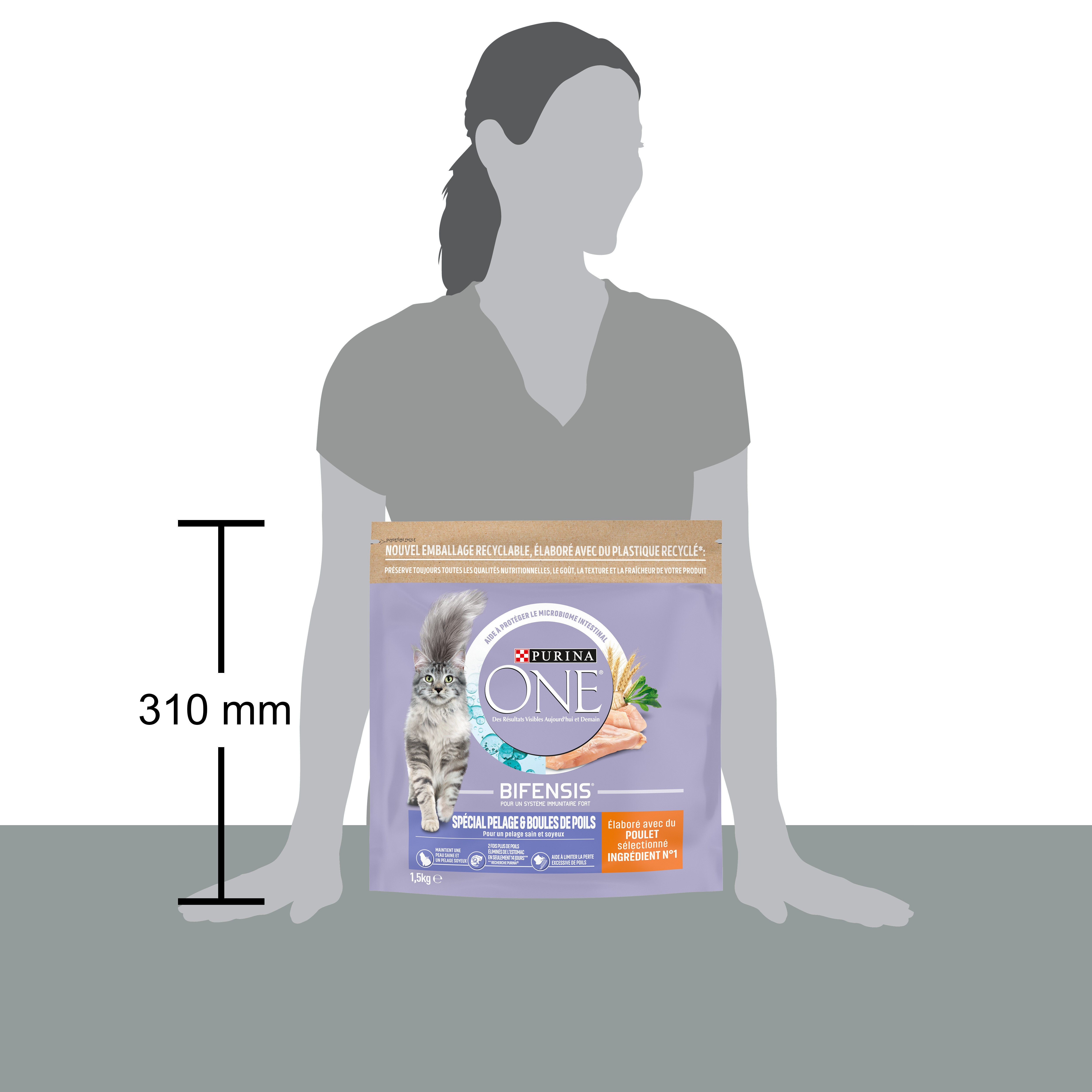 Purina One - Croquettes au Poulet et C&eacute;r&eacute;ales Sp&eacute;cial Pelage et Boules de Poils pour Chat Adulte - 1,5Kg Image num&eacute;ro 3