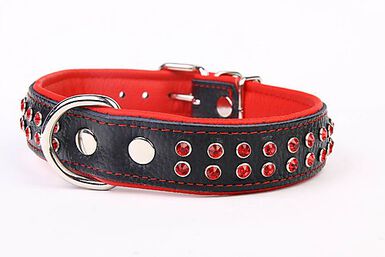 Yogipet - Collier Cuir Skóra Crystal pour Chien - Rouge
