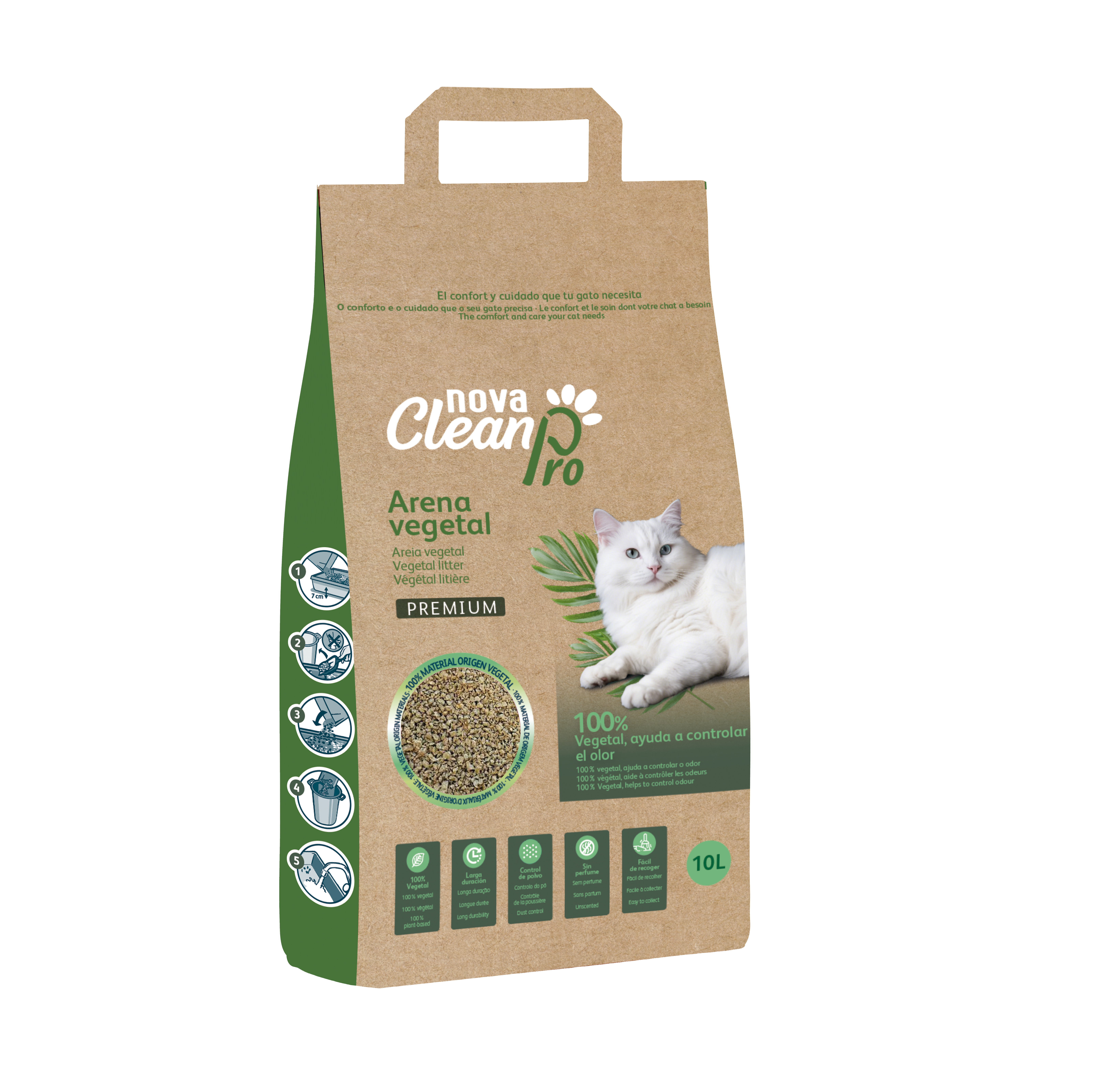 Nova Clean - Liti&egrave;re V&eacute;g&eacute;tale Pro Natura pour Chats - 10L Image num&eacute;ro 1