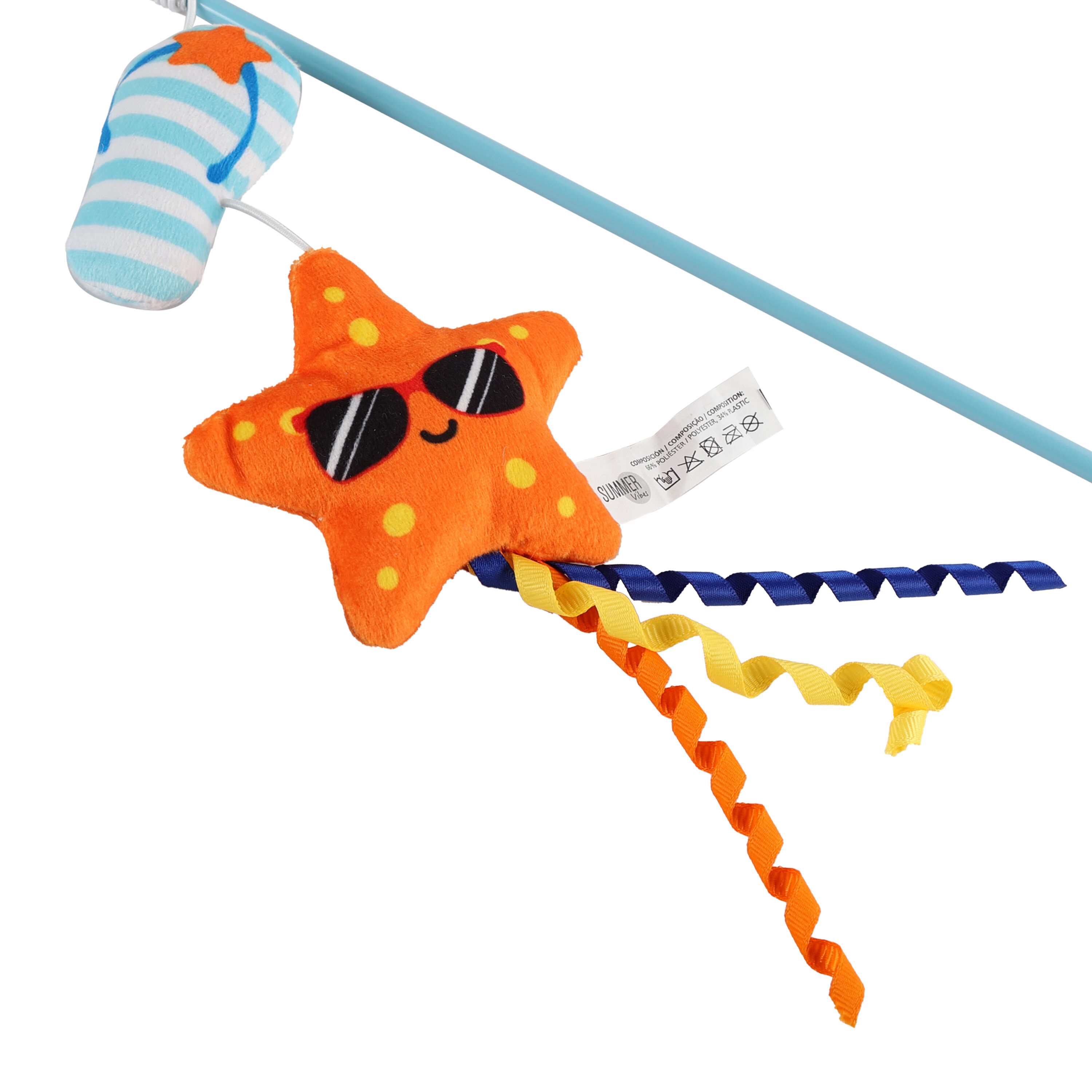 Summer Vibes - Canne &agrave; P&ecirc;che avec Tong et Etoile de Mer pour Chats - 30cm Image num&eacute;ro 5