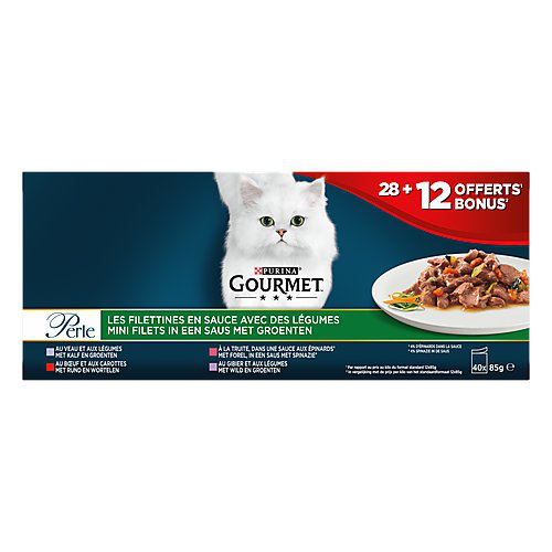 Gourmet -  Sachets Fra&icirc;cheur Perle Les Filettines Avec L&eacute;gumes pour Chat Adultes - 40x85g Image num&eacute;ro 3