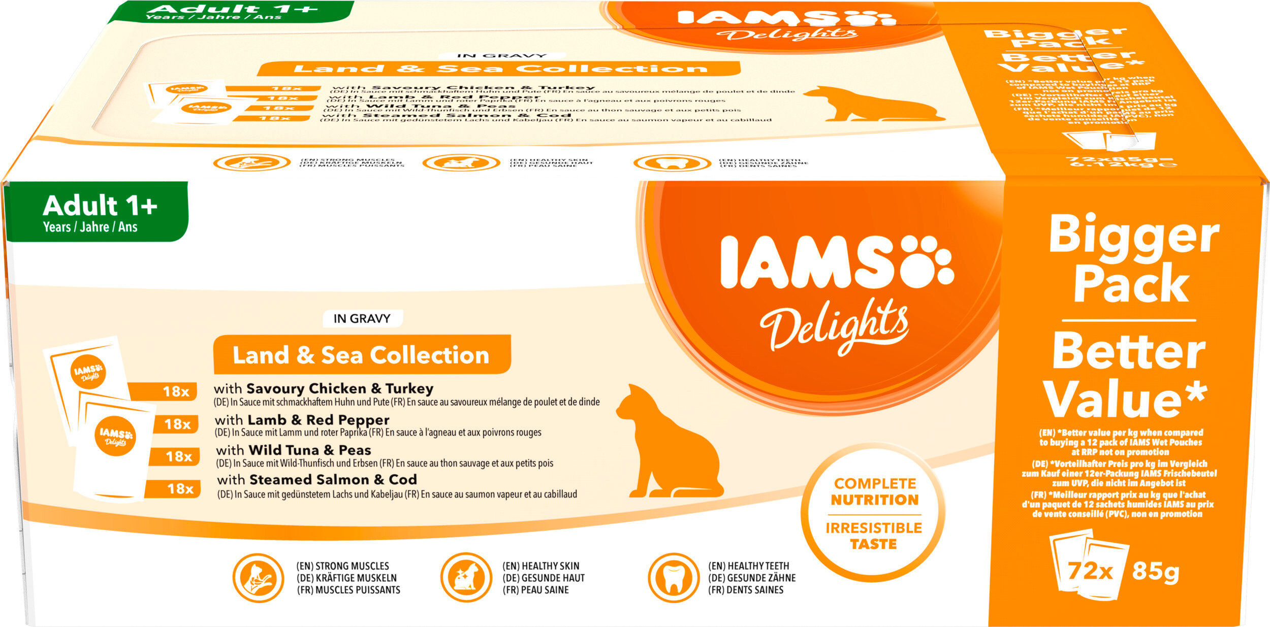 Iams - Boite Sachets Humides Delights Terre Land Collection en Sauce pour Chats - 72x85g Image num&eacute;ro 1