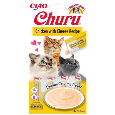 Inaba - Friandises Churu Recette Poulet et Fromage pour Chats - 4x14g