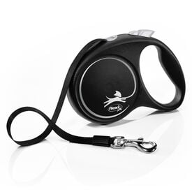 Flexi - Laisse &agrave; Enrouleur Black Design M Sangle - 5m Noir/Argent