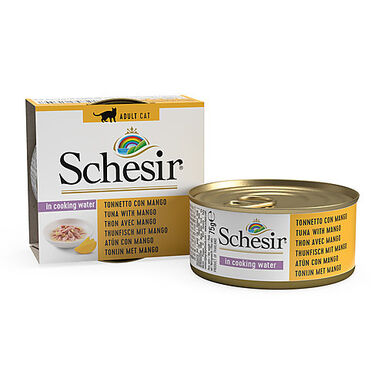 Schesir - Boîte Pâtée au Thon et Mangue avec morceaux de Fruits pour Chat - 75g