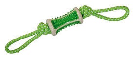 Croci - Jouet Rouleau Caoutchouc + Corde pour Chiens - Vert