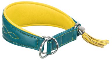 Trixie - Collier Confort Lévriers en Cuir Bleu et Jaune