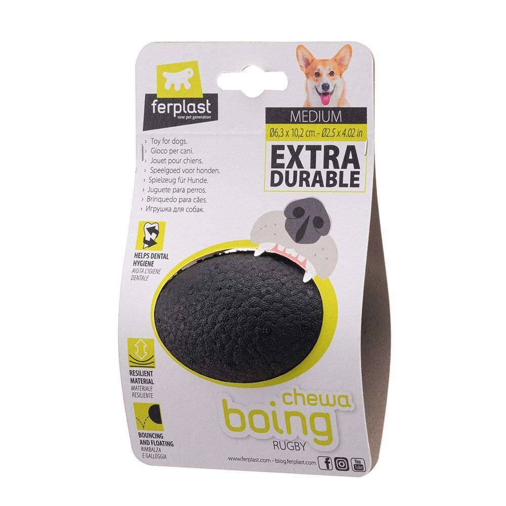 Ferplast - Balle Rugby Chewa Boing Noir pour Chiens - M Image num&eacute;ro 1