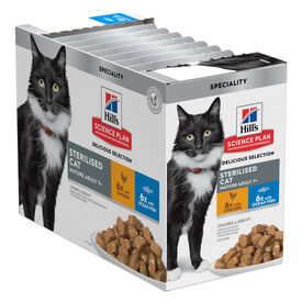 Hill's Science Plan - Sachet Repas Sterilised Cat Mature Poulet et Poissons - 12x85g