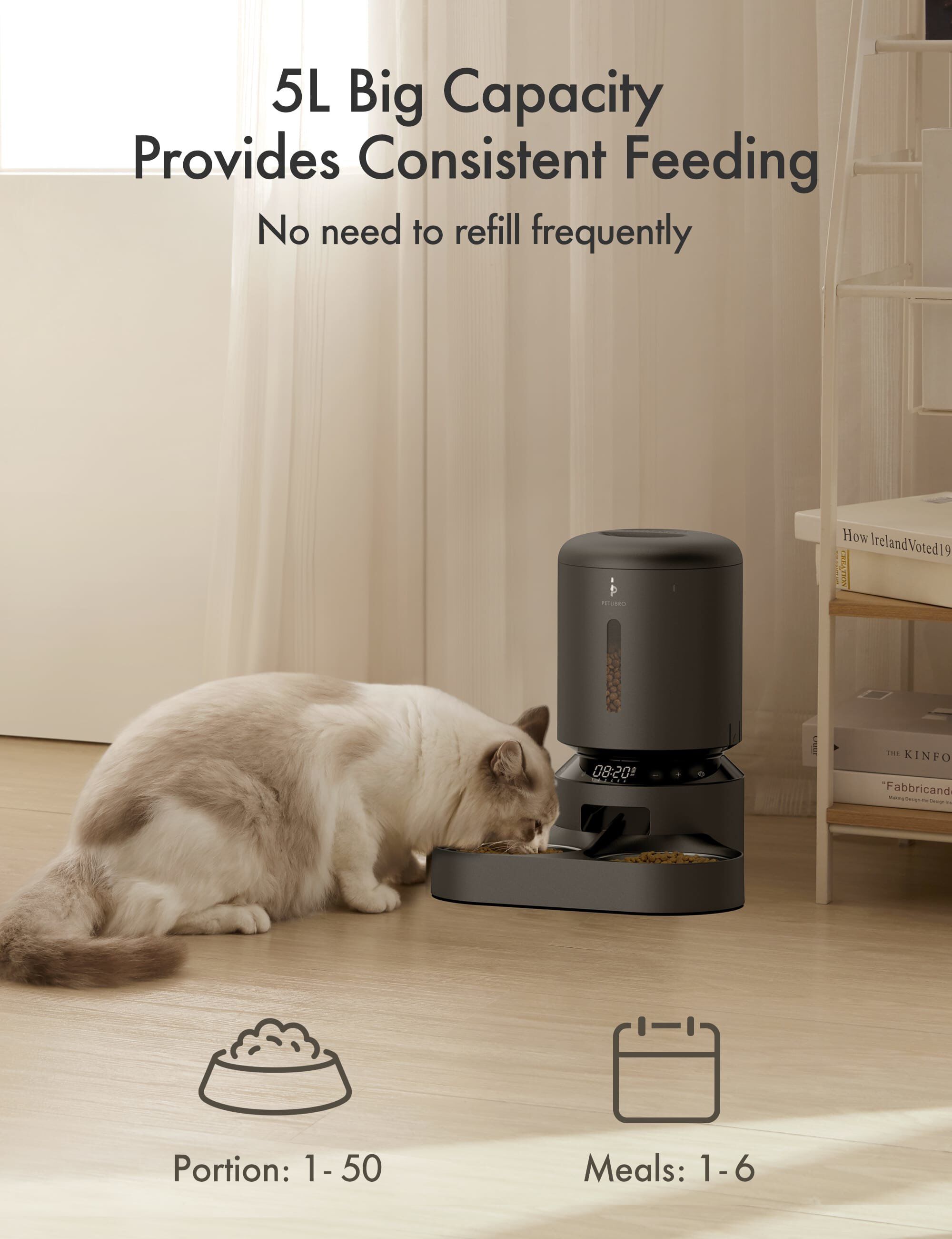 Petlibro - Distributeur Automatique Granary Dual Noir - 5L Image num&eacute;ro 5