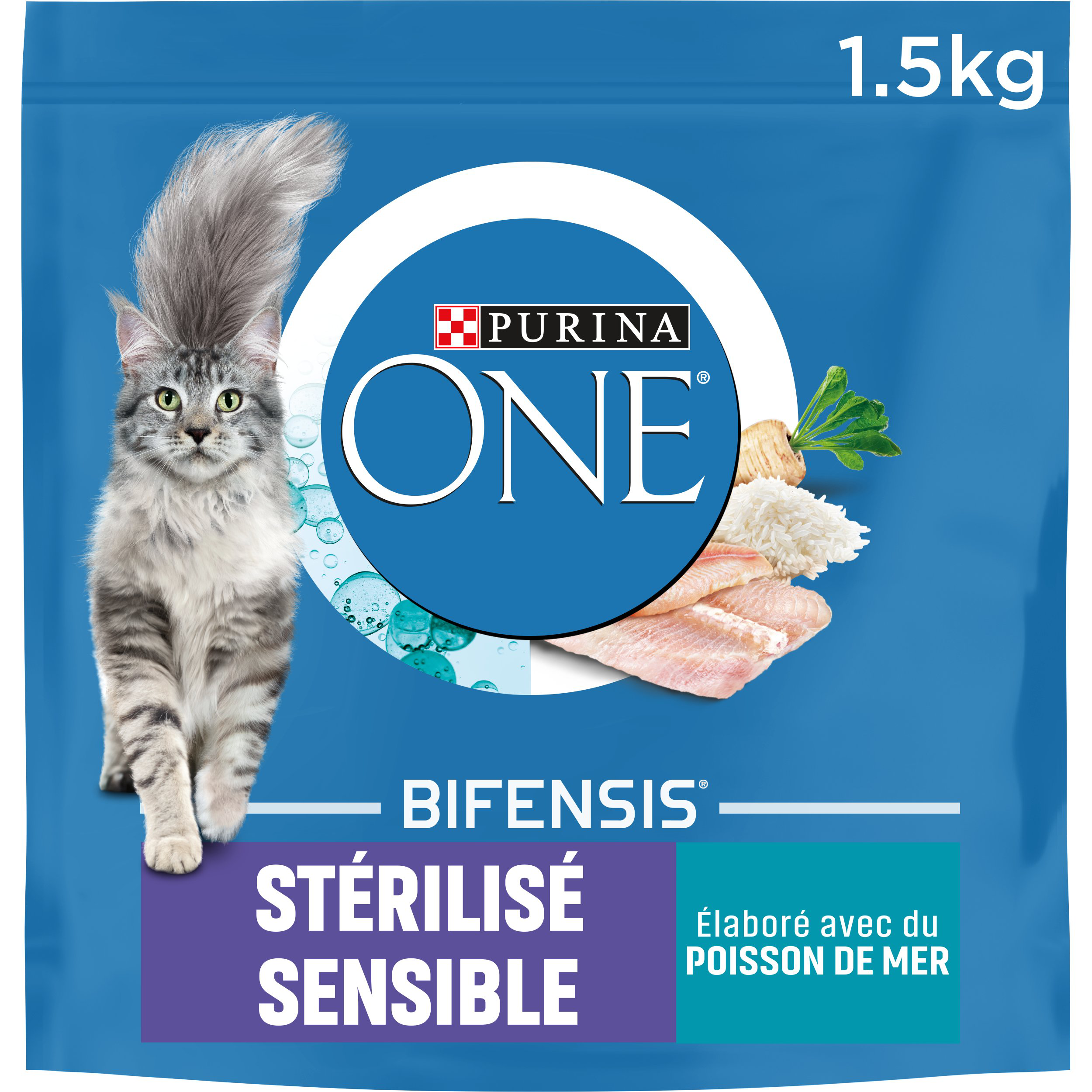 Purina One -  Croquettes Chat St&eacute;rilis&eacute; Sensible Poisson de mer - 1,5kg Image num&eacute;ro 4