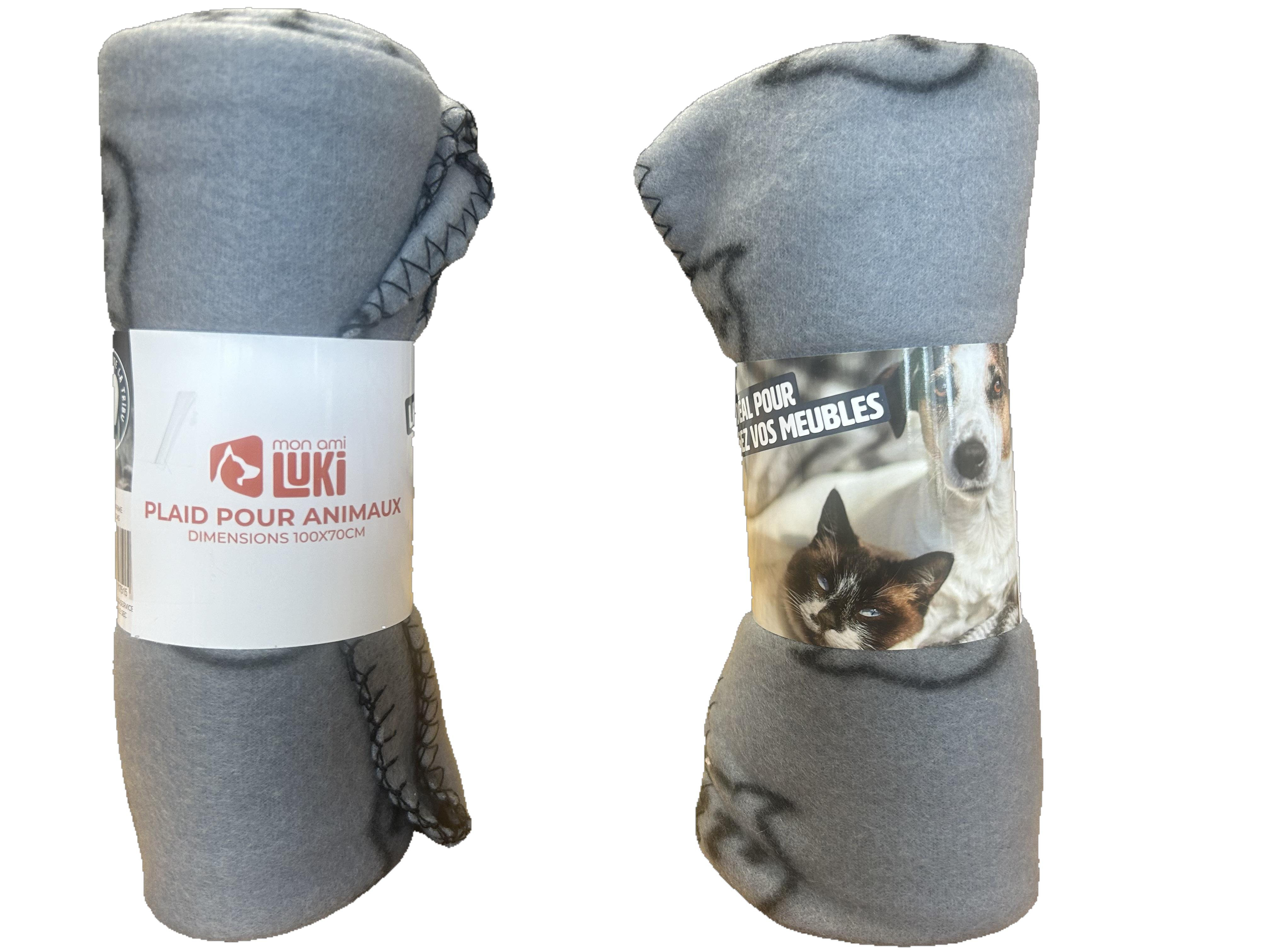 Mon Ami Luki - Plaid Imprim&eacute; Tout Doux  pour Chiens et Chats 100x70cm - Gris Image num&eacute;ro 1